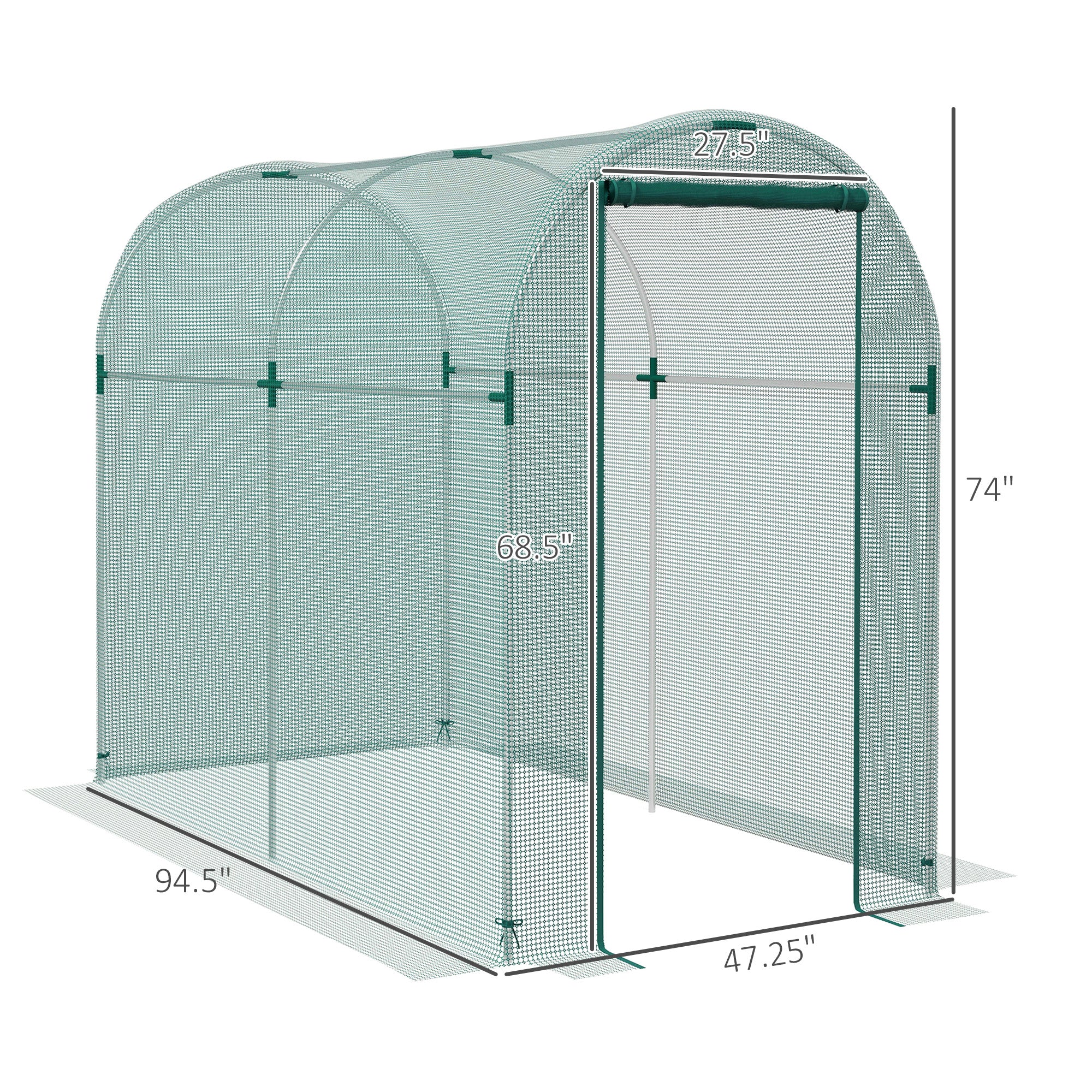Galvanized Steel Crop Cage, Plant Protection Tent with Zippered Door, 4' x 8'