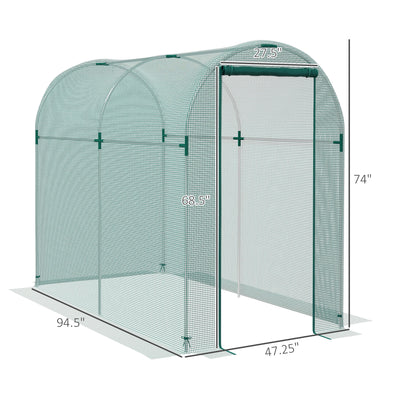 Galvanized Steel Crop Cage, Plant Protection Tent with Zippered Door, 4' x 8'