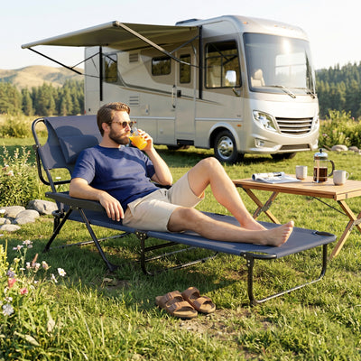 Folding Lounge Chair w/ Reclining Back