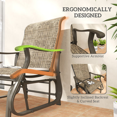 Outdoor Glider Chair Patio Glider Swing Chair with Mesh Seat, Steel Frame for Backyard, Garden, Porch