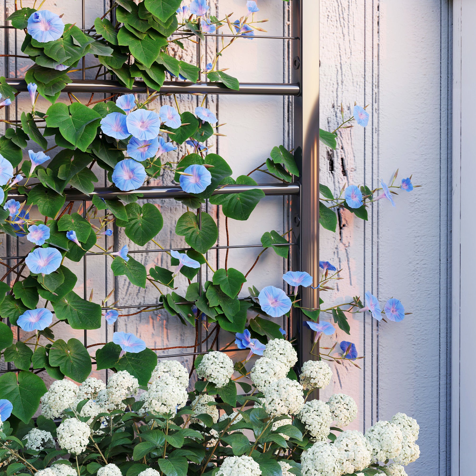 Outdoor Planter Box Galvanized Raised Garden Bed with Trellis for Climbing Vines, 35.4" x 15.7" x 47.2"