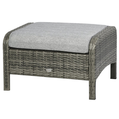 5 Pieces Rattan Wicker Lounge Chair Outdoor Patio Conversation Set with 2 Cushioned Chairs, 2 Ottomans and Tempered Glass Top Coffee Table