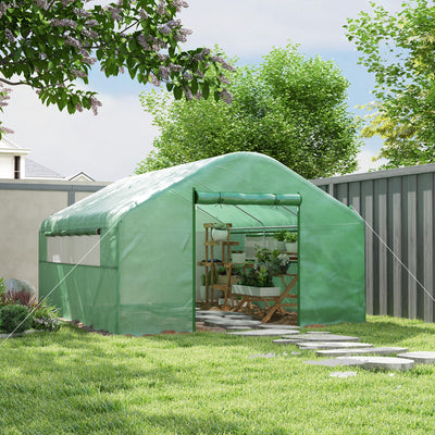 13' x 10' x 6.5' Tunnel Greenhouse Hoop House with Upgraded Galvanized Steel Frame and Large Windows