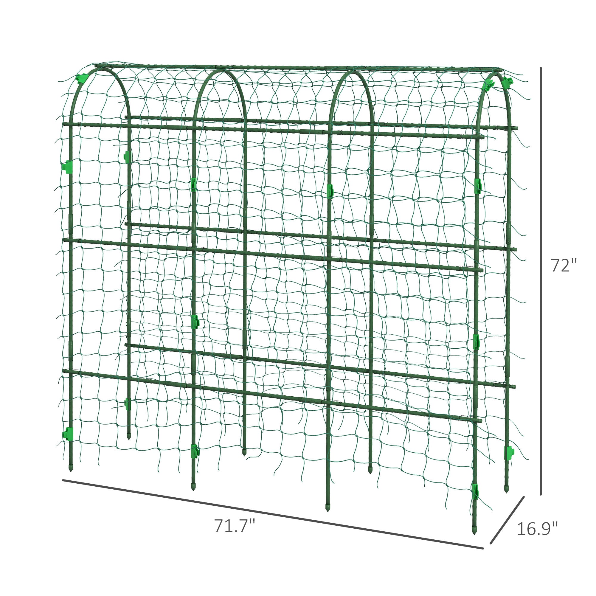 Metal Garden Trellis, Arch Trellis for Climbing Plants Outdoor, A-Frame, with Climbing Net, 17" x 72" x 72", Green