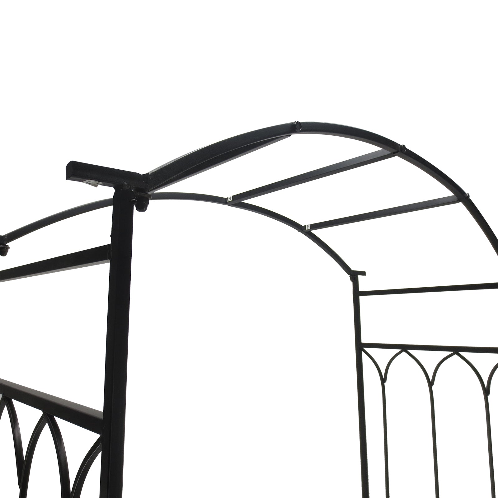 Metal Trellis Arbor Arch for Climbing Plants with Garden Bench, Grow Grapes and Vines, Decorative Seating,  Black