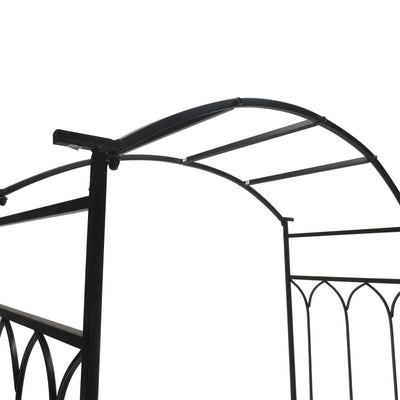 Metal Trellis Arbor Arch for Climbing Plants with Garden Bench, Grow Grapes and Vines, Decorative Seating,  Black