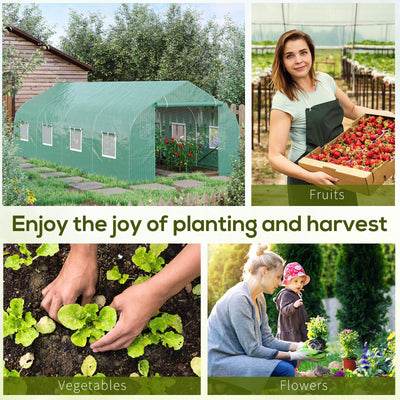 Walk In Tunnel Greenhouse, Portable Outdoor Plant House with Roll Up Doors