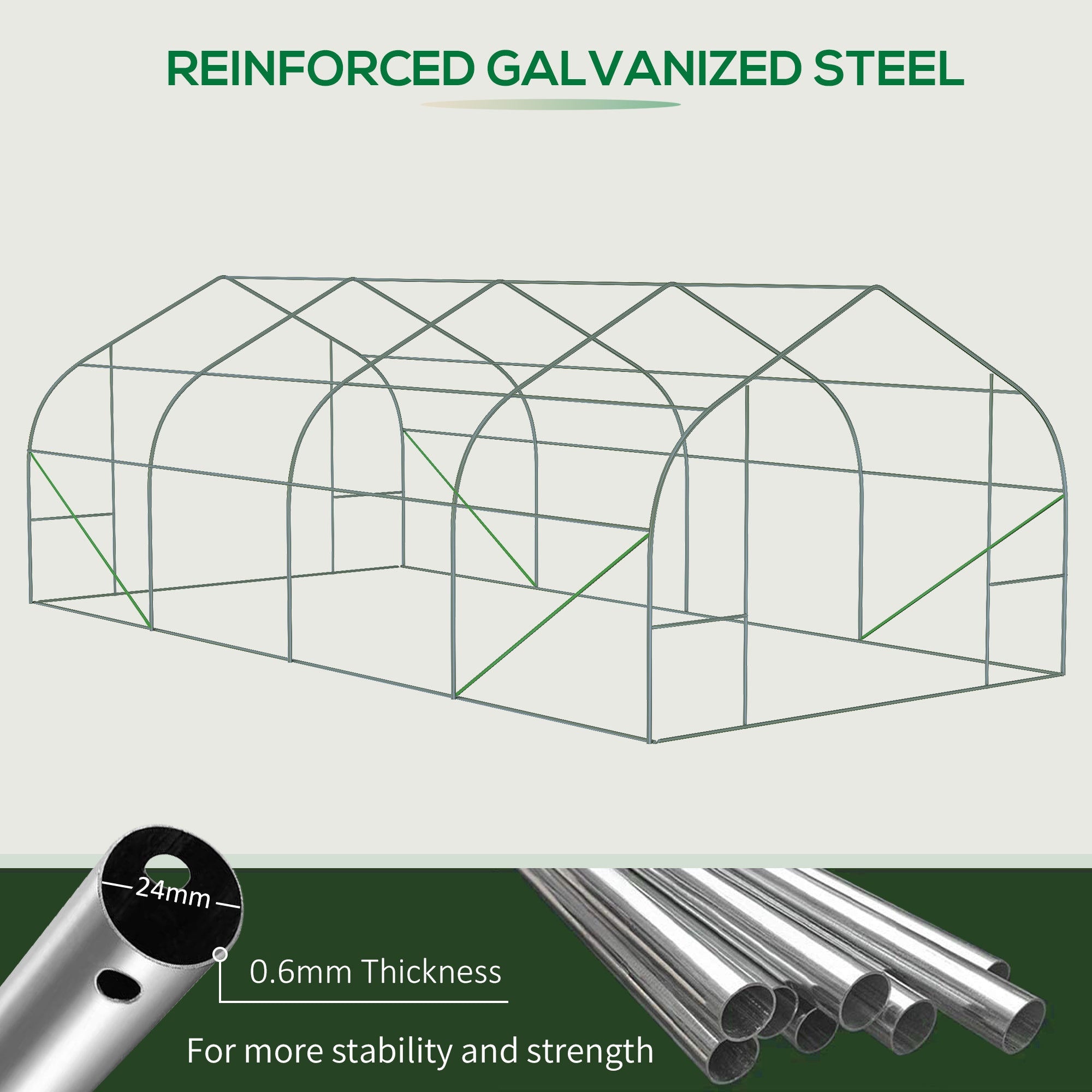 20' x 10' x 7' Walk-in Tunnel Greenhouse with Zippered Mesh Door and 8 Mesh Windows, Gardening Plant Hot House with Galvanized Steel Hoops