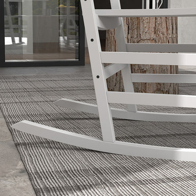 Outdoor Rocking Chair Set of 2 with Side Table, Patio Wooden Rocking Chair with Smooth Armrests, High Back for Garden, Balcony, Porch, Supports Up to 352 lbs.