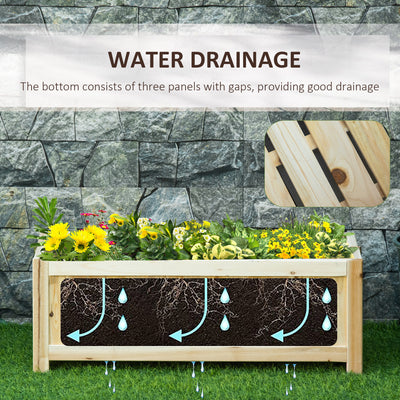Foldable Raised Garden Bed, Wooden Planter Box, Herb Garden Planter with Drainage Holes, for Backyard, Patio to Grow Vegetables, Herbs, and Flowers, 27.6" x 11.6" x 9.8"