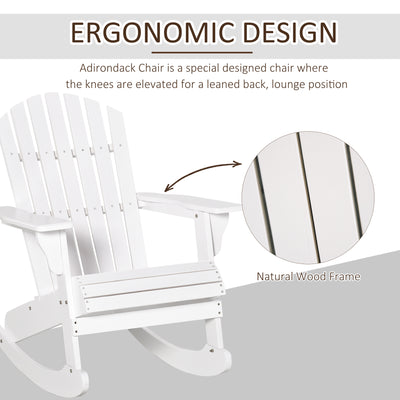 Wooden Adirondack Rocking Chair Outdoor Lounge Chair Fire Pit Seating with Slatted Wooden Design, Fanned Back