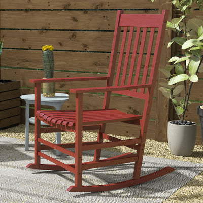 Outdoor Rocking Chair Set of 2, Patio Rocking Chair with Smooth Curves, High Density Wooden Rockers for Lawn Garden Porch, Supports Up to 350lbs