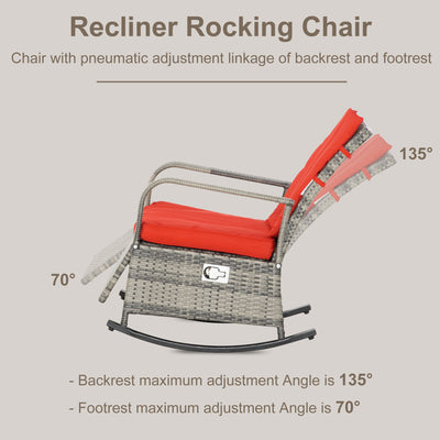 PE Rattan Rocking Recliner with Footrest