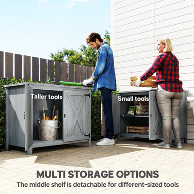Wooden Outdoor Storage Cabinet, Garden Shed Potting Shed with Shelf and Double Doors