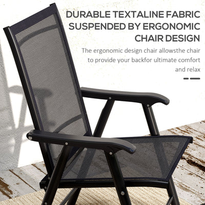 Set of 4 Outdoor Folding Chairs, Stackable Patio Dining Chairs with Armrests, Metal Frame