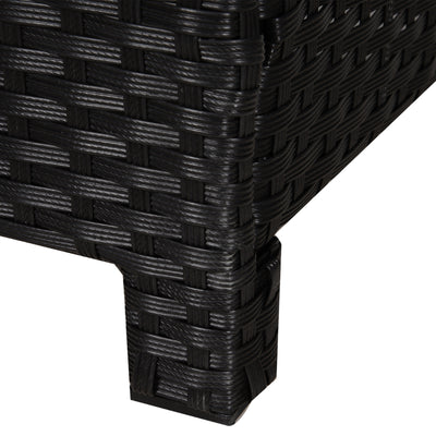 20" Patio Wicker Ottoman, Multipurpose Outdoor PE Rattan Footrest, Additional Seating, Side Table with Soft Cushion, Black, Cream White