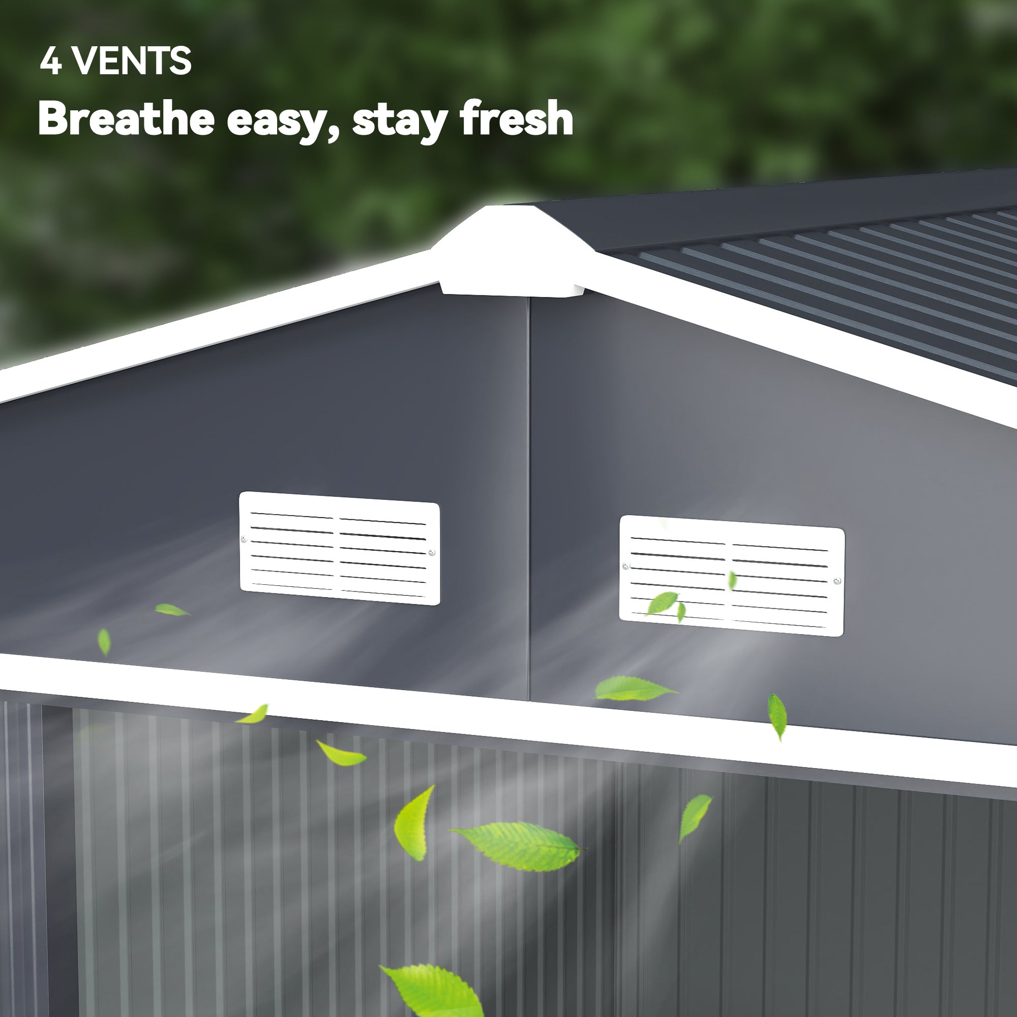 11' x 9' Outdoor Storage Shed, Garden Tool Metal Shed with Foundation Kit, Double Lockable Door, Air Vents and Sloping Roof, for Backyard, Patio, Lawn