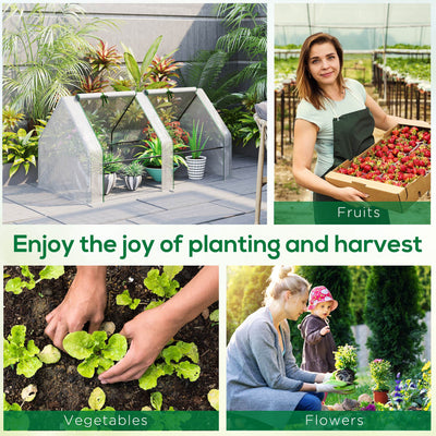 6' x 3' x 3' Mini Greenhouse with Zippered Doors & Roll-up Windows, Portable Plant Hot House with Durable PE Cover, Water Resistant, UV Protected for Outdoor Flowers, Vegetables, Green