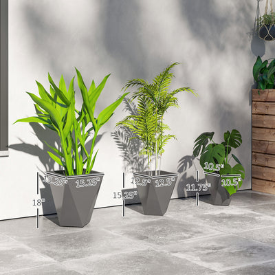 Indoor Outdoor Planters Set of 3 MgO Tall Planters Stackable Flower Pots with Drainage Holes for Garden, Balcony