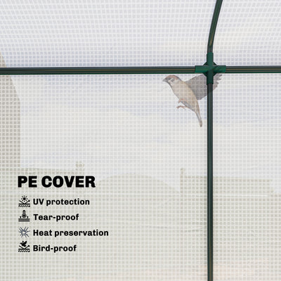 Mini Greenhouse, Portable Greenhouse with Roll-Up Door and 2 Mesh Windows, PE Cover, 78.7" x 29.5" x 74"