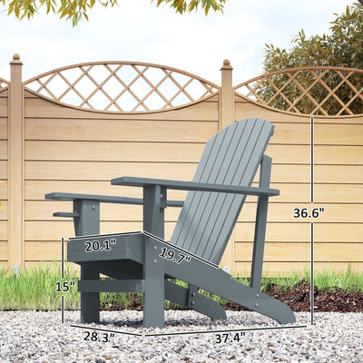 Oversized Adirondack Chair, Outdoor Fire Pit and Porch Seating, Classic Log Lounge w/ Built-in Cupholder