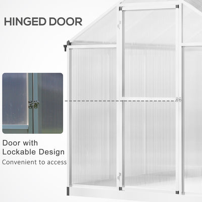 8' L x 6' W Walk-In Polycarbonate Greenhouse with Roof Vent for Ventilation & Rain Gutter for Winter