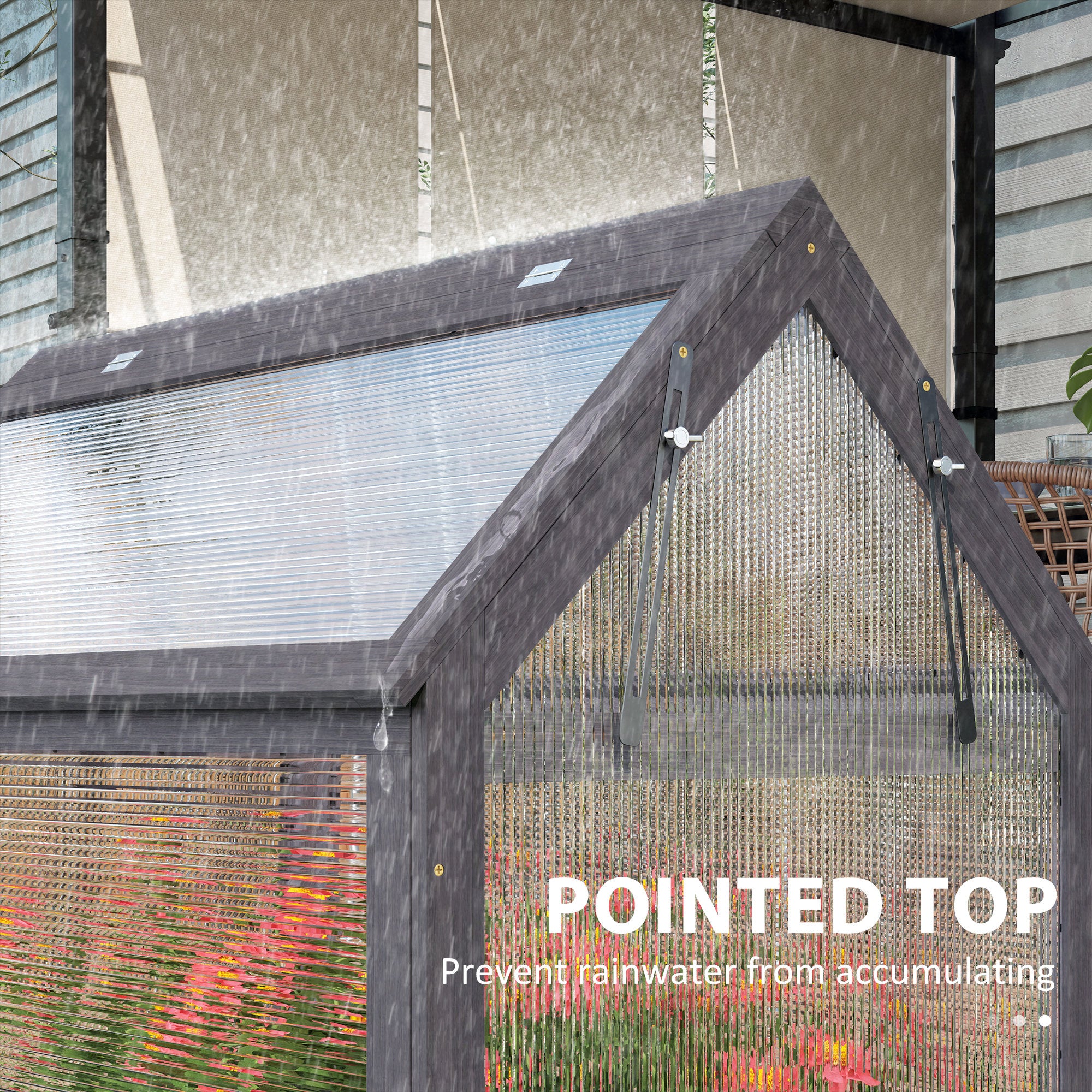 Raised Garden Flower Bed Kit with Greenhouse, Wooden Cold Frame Planter, 35.5" x 22.5" x 38.25", Gray