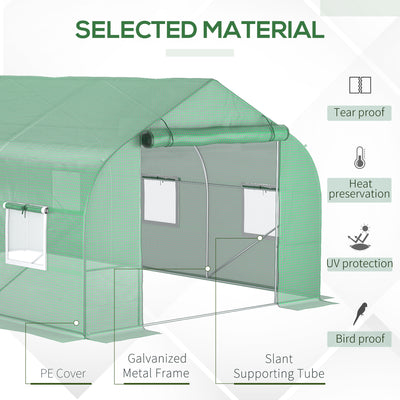 11.5' x 10' x 6.5' Outdoor Portable Walk-In Tunnel Greenhouse with Windows-Deep Green