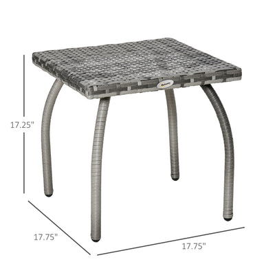 Outdoor PE Wicker Side Table, Small Square Rattan End Table, All-Weather Material Coffee Table for Garden, Balcony, Backyard