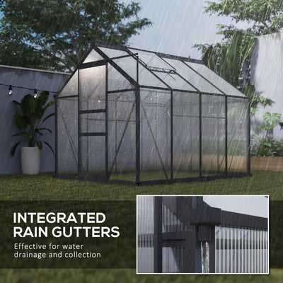 Greenhouse for Outdoors, Polycarbonate Greenhouse with Rain Gutter and Roof Vent, Aluminum Walk-in Green House for Patio Backyard Garden