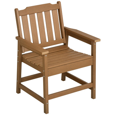 All-Weather Patio Chair, HDPE Patio Dining Chair, Heavy Duty Wood-Like Outdoor Furniture for Garden, Backyard, Deck, Porch, Lawn