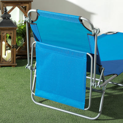 Outdoor Pool Chaise Lounge Chair, Folding Tanning Chair with Sun Shade