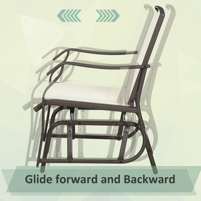 3 Piece Outdoor Glider Chair with Coffee Table Bistro Set, 2 Patio Rocking Swing Chairs with Breathable Sling Fabric, Glass Tabletop, for Backyard, Garden and Porch