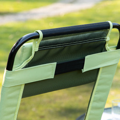 Folding Patio Dining Chairs Set of 2, Outdoor Deck Chair with Removable Headrest, Camping Chair with Adjustable Sling Back for Garden, Backyard, Lawn