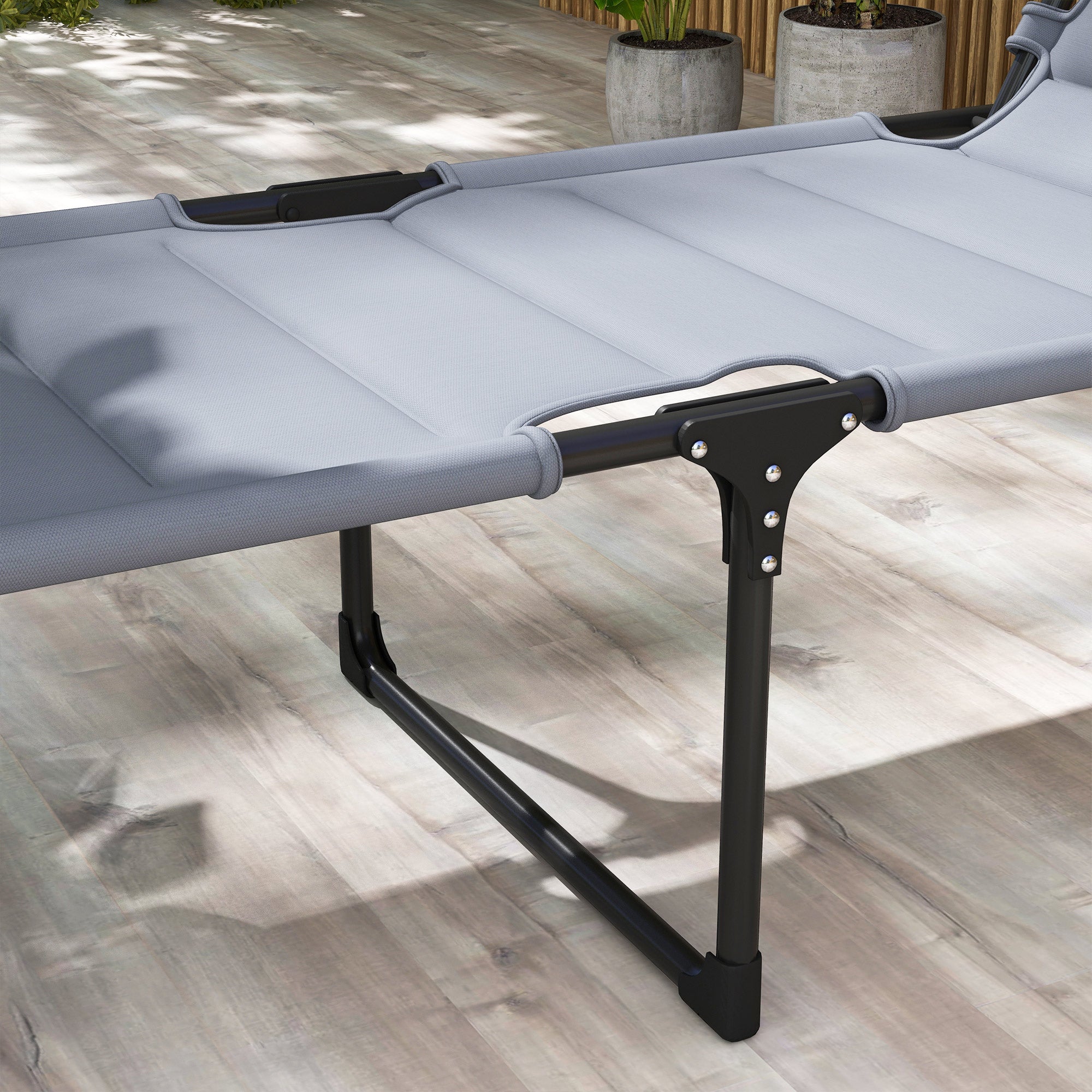2 Pcs Outdoor Lounge Chair, 4 Position Adjustable Backrest, Folding, Cushioned w/ Sun Shade Roof & Pillow