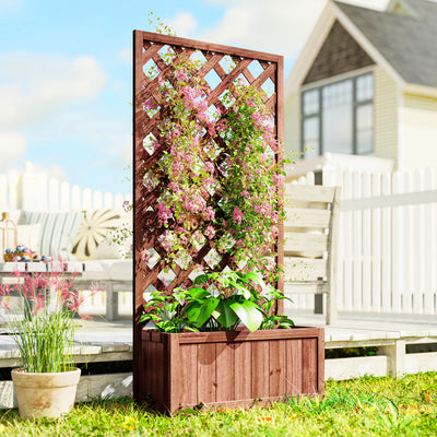 Wooden Raised Garden Bed, Raised Planter Box, Planter with Trellis for Climbing Plants Flowers