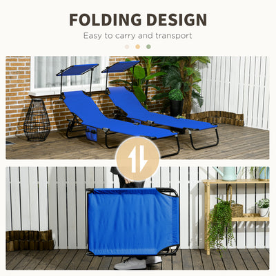 Chaise Pool Lounge Chairs Set of 2, Outdoor Sun Tanning Chairs, Reclining Back, Steel Frame and Side Pocket