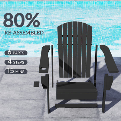 Oversized Adirondack Chair, Outdoor Fire Pit and Porch Seating, Classic Log Lounge w/ Built-in Cupholder