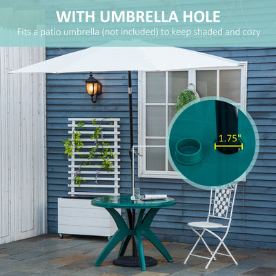 Patio Dining Table with Umbrella Hole Round Outdoor Bistro Table for Garden Lawn Backyard