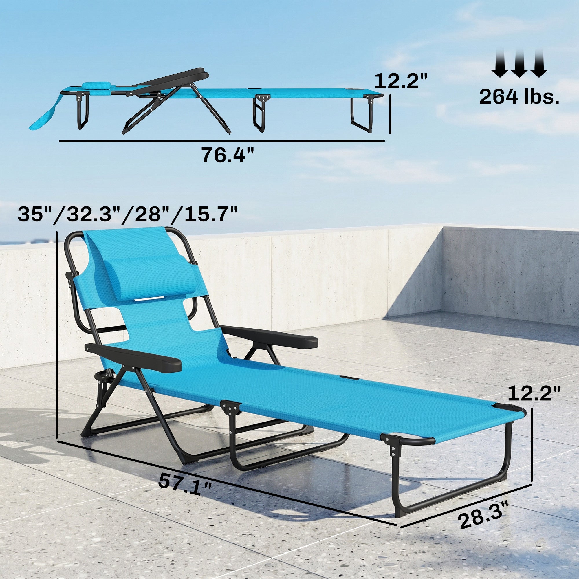 Folding Lounge Chair w/ Reclining Back