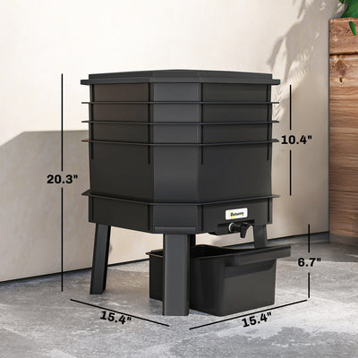 4-Tray Worm Composter Bin, 7.4 Gal Outdoor & Indoor Worm Composter for Recycling Food Waste