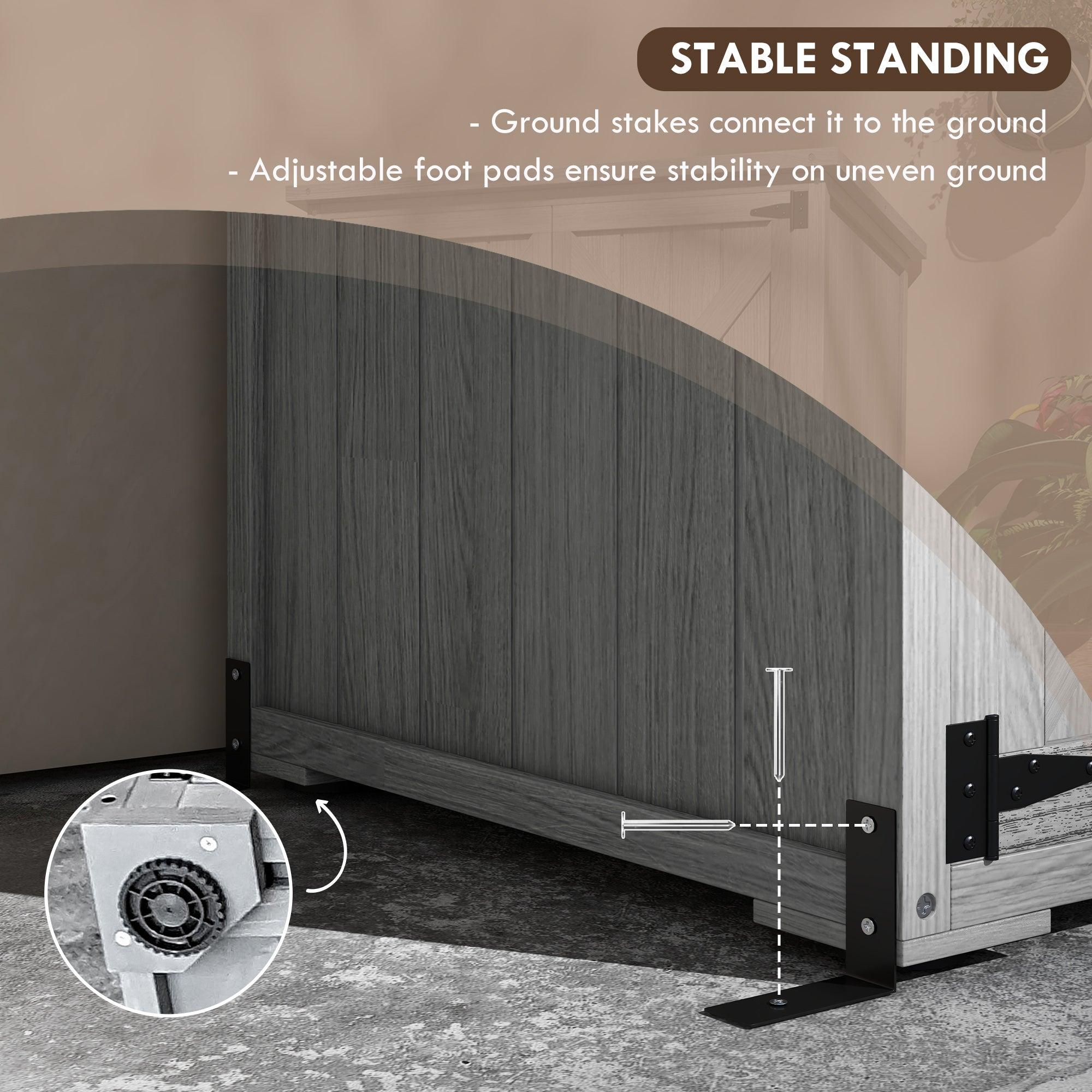 Wooden Outdoor Storage Cabinet Garden Shed with Waterproof Asphalt Roof and Lockable Doors
