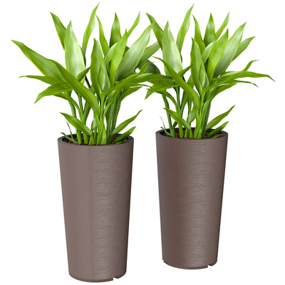 29 Inch Outdoor Planter, Set of 2 Plastic Flower Pots, Weather and UV Resistant Stackable Large Planters