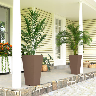 23 Inch Tall Planters for Outdoor Plants, Set of 2 Plastic Flower Pots, for Front Door Patio Garden Use