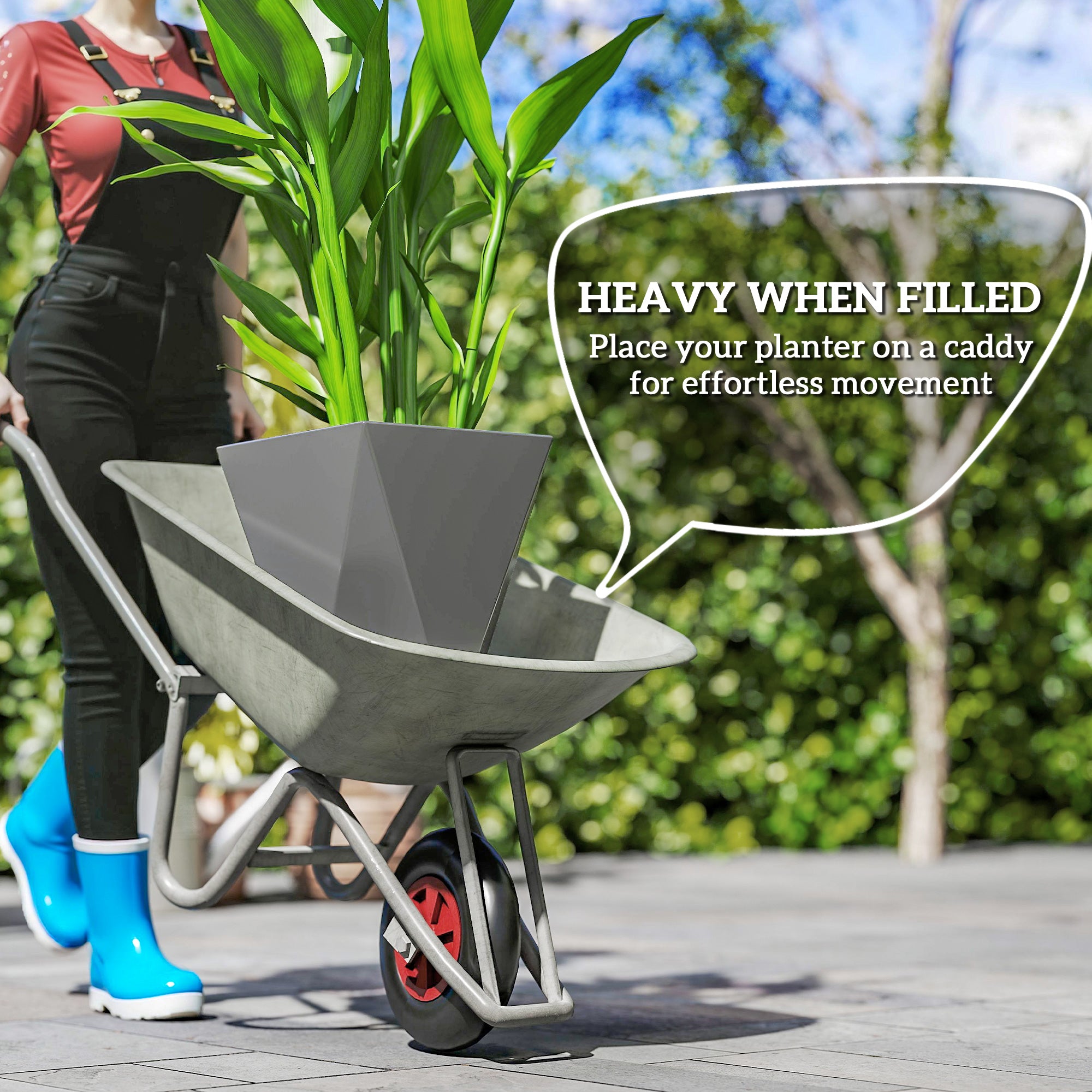 Indoor Outdoor Planters Set of 3 MgO Tall Planters Stackable Flower Pots with Drainage Holes for Garden, Balcony, Gray