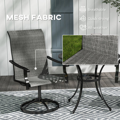 Patio Swivel Chairs Set of 2, High Back Patio Dining Chairs with All-Weather Mesh for Backyard, Lawn, Garden