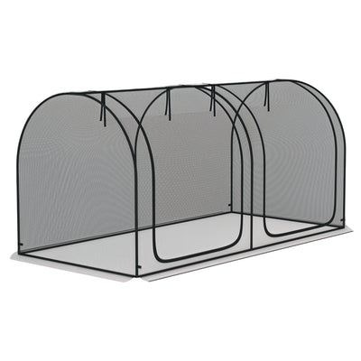 8' x 4' Crop Cage, Plant Protection Tent with Two Zippered Doors, Steel Frame, Storage Bag and 4 Ground Stakes, for Garden, Yard, Lawn