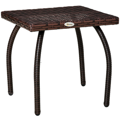 Outdoor PE Wicker Side Table, Small Square Rattan End Table, All-Weather Material Coffee Table for Garden, Balcony, Backyard