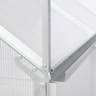 6' x 6' Hobby Greenhouse, Walk-in Polycarbonate Hot House Kit with Aluminum Frame, Sliding Door, Roof Vent, Silver