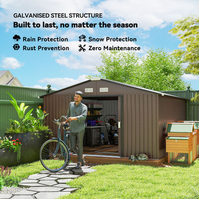 Garden Metal Shed, Storage Shed Utility Storage with Double Locking Doors for Bike, Yard Tools